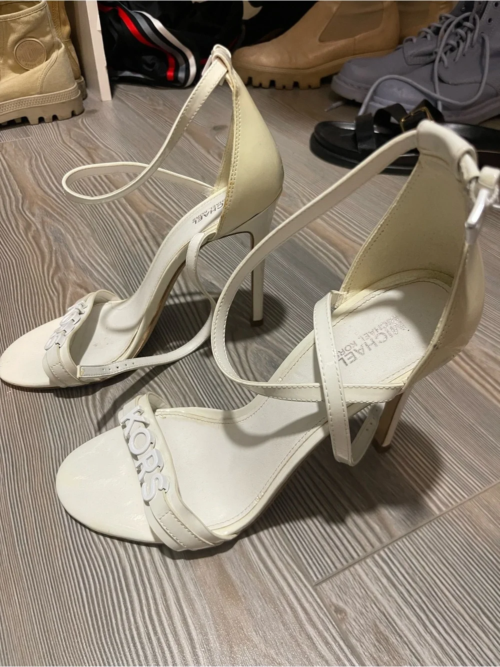 Michael Kors White 'KORS' Ankle-Strap Heels - Picture 2 of 2